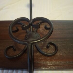 Shabby Chic Wooden Brown Wall Hook Rack With Ornate Scrolled Metal Hooks